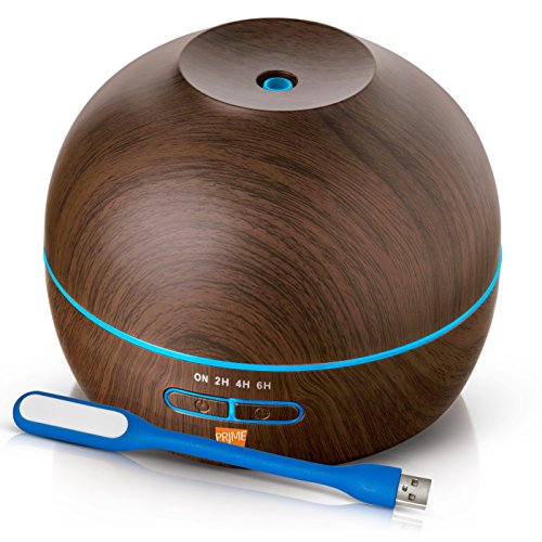Bel Air Naturals Large Essential Oil Diffuser for Home  Office & Bedroom - Ultrasonic Cool Mist Aroma Mist Humidifier - 300mL Tank - 17 LED Colors (9T  Dark wood Grain) - B01N1MCEBA
